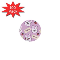 Illustration Rabbit Cartoon Background Pattern 1  Mini Buttons (100 Pack)  by Sudhe