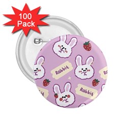 Illustration Rabbit Cartoon Background Pattern 2 25  Buttons (100 Pack)  by Sudhe