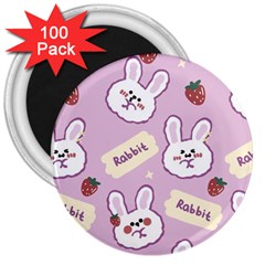 Illustration Rabbit Cartoon Background Pattern 3  Magnets (100 Pack) by Sudhe