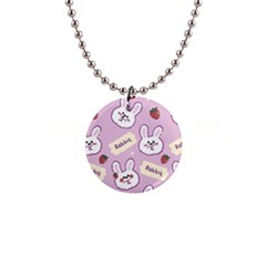 Illustration Rabbit Cartoon Background Pattern 1  Button Necklace by Sudhe