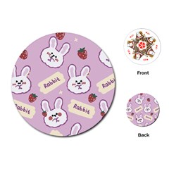 Illustration Rabbit Cartoon Background Pattern Playing Cards Single Design (round)