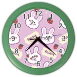 Illustration Rabbit Cartoon Background Pattern Color Wall Clock Front