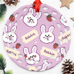 Illustration Rabbit Cartoon Background Pattern Ornament (round Filigree)