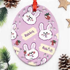 Illustration Rabbit Cartoon Background Pattern Oval Filigree Ornament (two Sides)