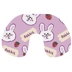 Illustration Rabbit Cartoon Background Pattern Travel Neck Pillow by Sudhe