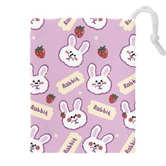 Illustration Rabbit Cartoon Background Pattern Drawstring Pouch (4xl) by Sudhe