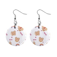 Illustrations Bear Cartoon Background Pattern Mini Button Earrings by Sudhe