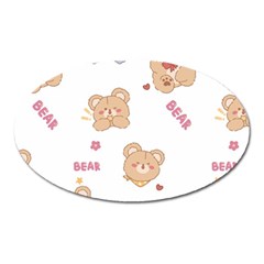 Illustrations Bear Cartoon Background Pattern Oval Magnet by Sudhe