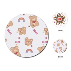 Illustrations Bear Cartoon Background Pattern Playing Cards Single Design (round)