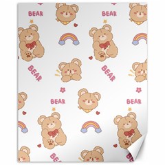 Illustrations Bear Cartoon Background Pattern Canvas 11  X 14  by Sudhe