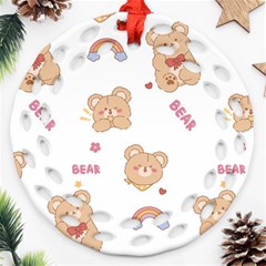 Illustrations Bear Cartoon Background Pattern Ornament (round Filigree)