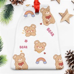 Illustrations Bear Cartoon Background Pattern Bell Ornament (two Sides)