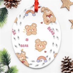 Illustrations Bear Cartoon Background Pattern Oval Filigree Ornament (two Sides)