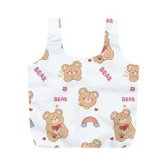 Illustrations Bear Cartoon Background Pattern Full Print Recycle Bag (m) by Sudhe