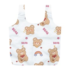 Illustrations Bear Cartoon Background Pattern Full Print Recycle Bag (l) by Sudhe