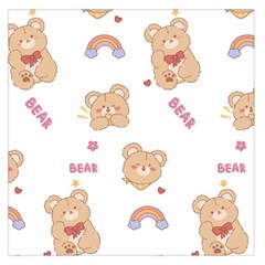 Illustrations Bear Cartoon Background Pattern Square Satin Scarf (36  X 36 ) by Sudhe