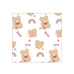 Illustrations Bear Cartoon Background Pattern Satin Bandana Scarf 22  X 22  by Sudhe