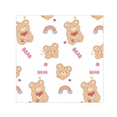 Illustrations Bear Cartoon Background Pattern Square Satin Scarf (30  X 30 ) by Sudhe