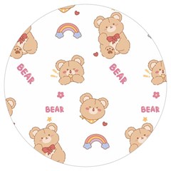 Illustrations Bear Cartoon Background Pattern Round Trivet by Sudhe