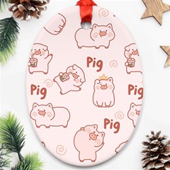 Pig Cartoon Background Pattern Ornament (oval) by Sudhe