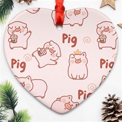 Pig Cartoon Background Pattern Ornament (heart)