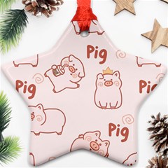 Pig Cartoon Background Pattern Ornament (star)