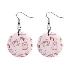 Pig Cartoon Background Pattern Mini Button Earrings by Sudhe