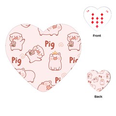 Pig Cartoon Background Pattern Playing Cards Single Design (heart)