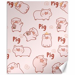 Pig Cartoon Background Pattern Canvas 8  X 10  by Sudhe