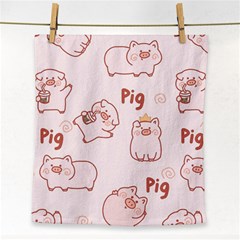 Pig Cartoon Background Pattern Face Towel by Sudhe