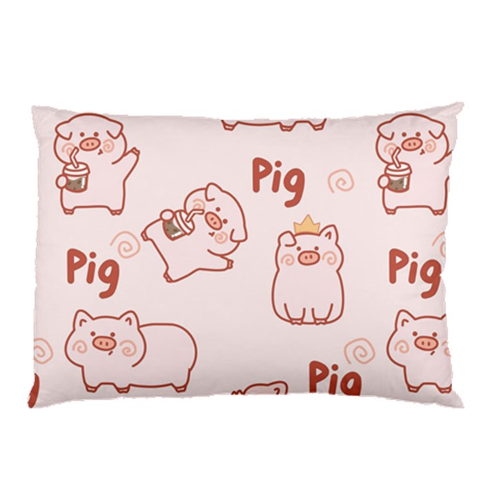 Pig Cartoon Background Pattern Pillow Case