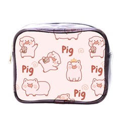 Pig Cartoon Background Pattern Mini Toiletries Bag (one Side) by Sudhe