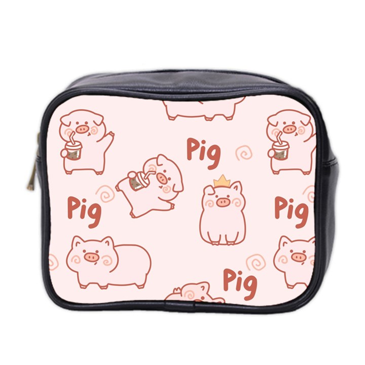 Pig Cartoon Background Pattern Mini Toiletries Bag (Two Sides)