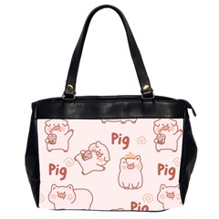 Pig Cartoon Background Pattern Oversize Office Handbag (2 Sides) by Sudhe