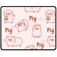 Pig Cartoon Background Pattern Fleece Blanket (medium)  by Sudhe