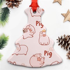 Pig Cartoon Background Pattern Christmas Tree Ornament (two Sides)