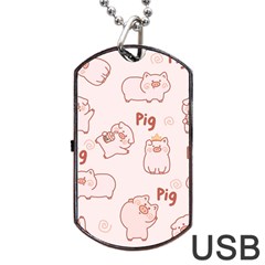 Pig Cartoon Background Pattern Dog Tag Usb Flash (one Side) by Sudhe