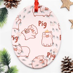 Pig Cartoon Background Pattern Oval Filigree Ornament (two Sides)