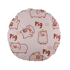 Pig Cartoon Background Pattern Standard 15  Premium Round Cushions by Sudhe