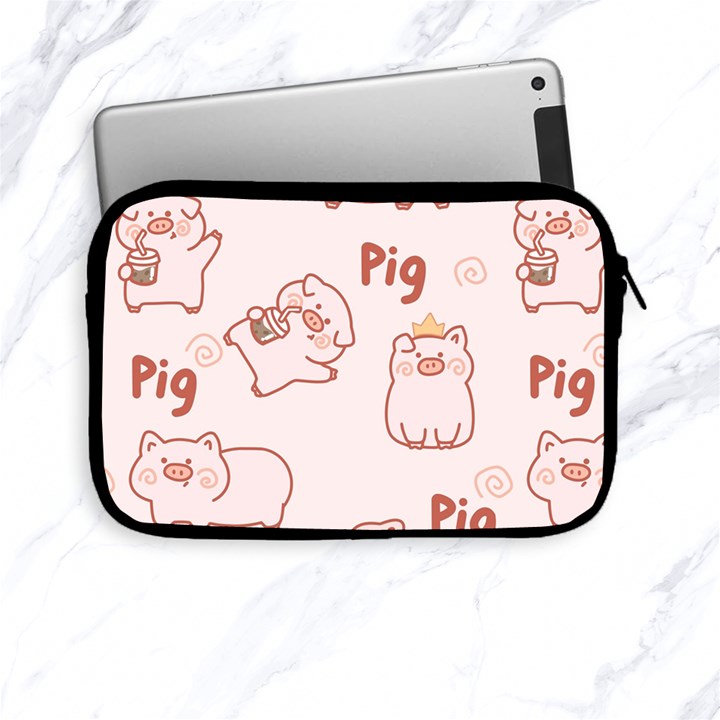 Pig Cartoon Background Pattern Apple iPad Mini Zipper Cases