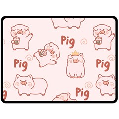 Pig Cartoon Background Pattern Double Sided Fleece Blanket (large)  by Sudhe