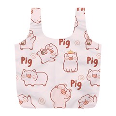 Pig Cartoon Background Pattern Full Print Recycle Bag (l) by Sudhe