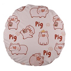 Pig Cartoon Background Pattern Large 18  Premium Flano Round Cushions by Sudhe