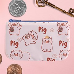 Pig Cartoon Background Pattern Large Coin Purse by Sudhe