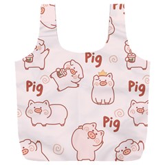 Pig Cartoon Background Pattern Full Print Recycle Bag (xxl) by Sudhe