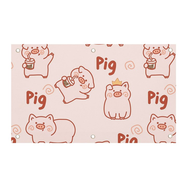 Pig Cartoon Background Pattern Banner and Sign 5  x 3 