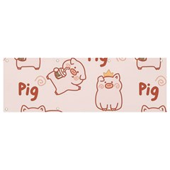 Pig Cartoon Background Pattern Banner And Sign 9  X 3 