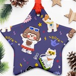 Girl Cartoon Background Pattern Ornament (Star) Front