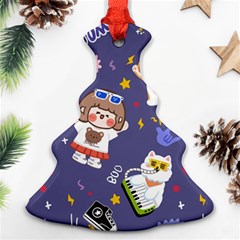 Girl Cartoon Background Pattern Ornament (christmas Tree) 