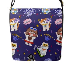 Girl Cartoon Background Pattern Flap Closure Messenger Bag (l) by Sudhe